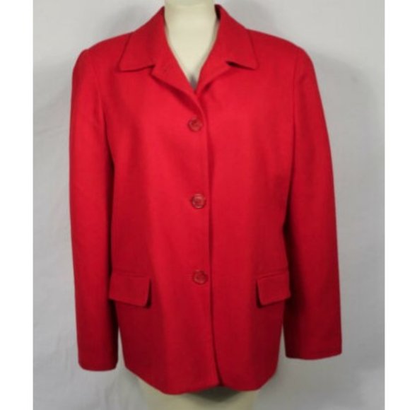 Vtg. Requirements Red Wool Three-Button Blazer 16 - Picture 1 of 4